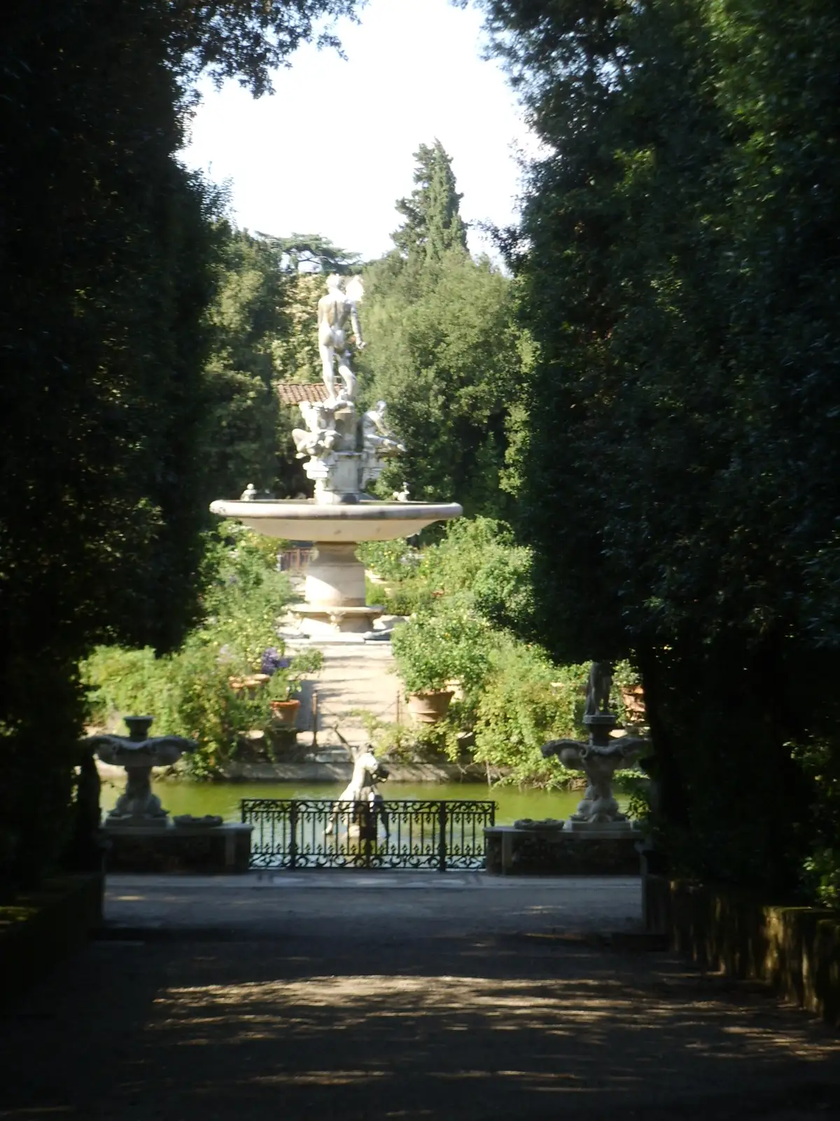 La vasca dell'Isolotto nel Giardino di Boboli con la fontana dell'Oceano sull'isola centrale